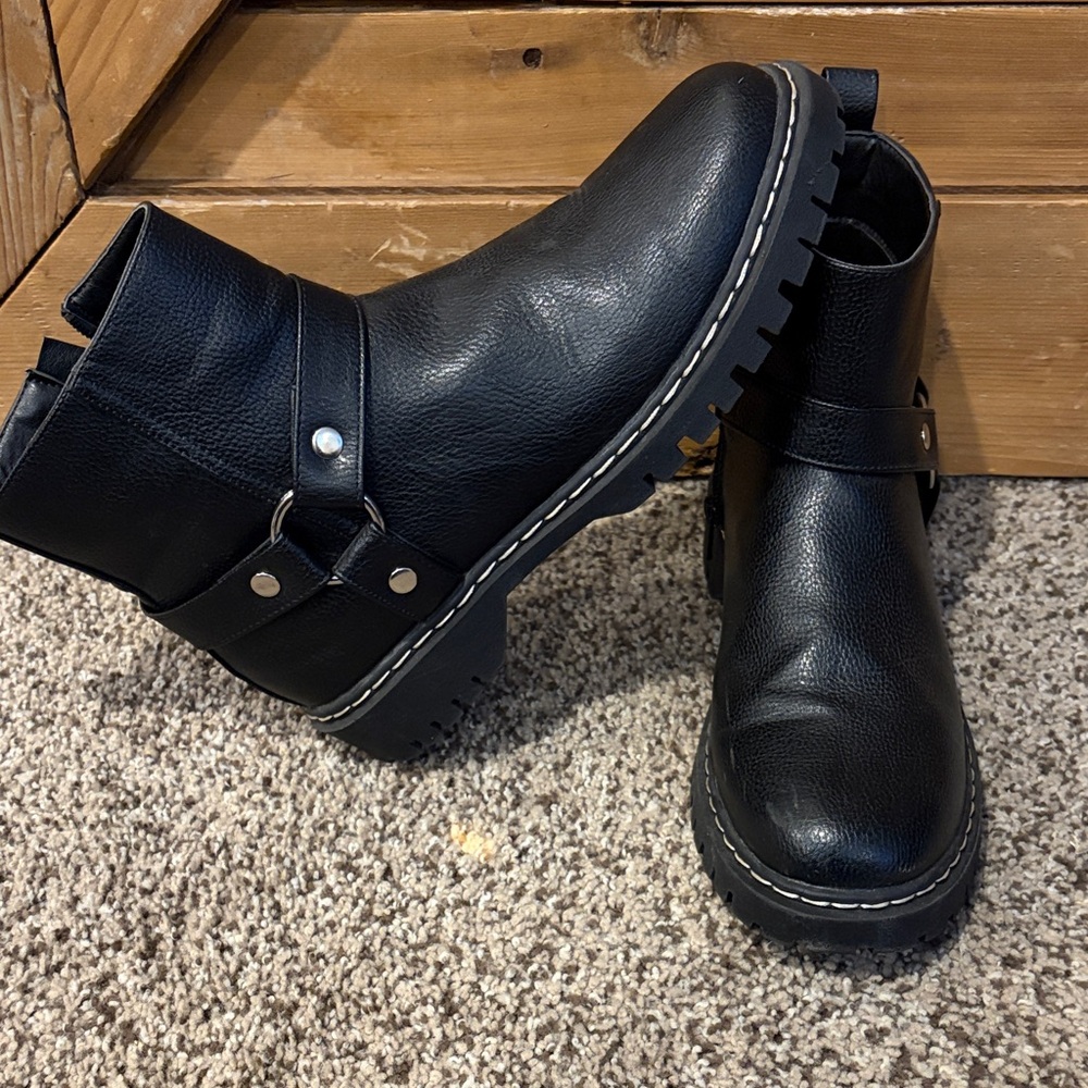 UNIONBAY Black Ankle Booties with Strap Detail